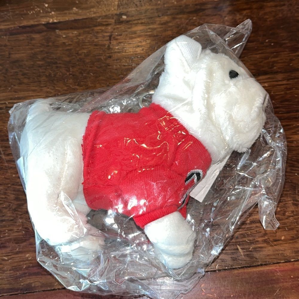 Georgia UGA Bulldogs Soft UGA Mascot Keychain Bulldogs 6" Inches Plush White Red